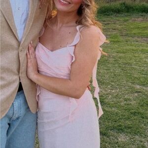 Azazie Pink Ruffle Wedding Dress